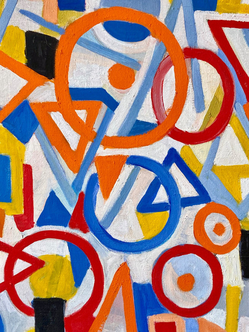 Andrée Simon (1896-1981), Abstract Composition, Oil on Canvas, 1976.