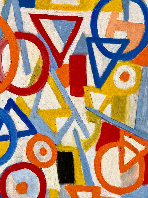 Andrée Simon (1896-1981), Abstract Composition, Oil on Canvas, 1976.