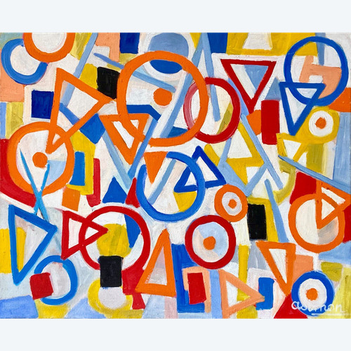 Andrée Simon (1896-1981), Abstract Composition, Oil on Canvas, 1976.