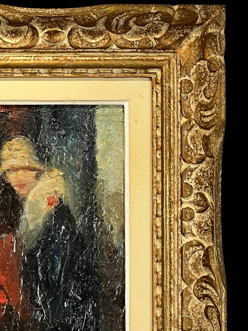 DIPINTO / OLIO SU TELA FIRMATO DA PIERRE DE.BELAIR " ELEGANTES AU MARCHÉ " (ELEGANTI AL MERCATO)