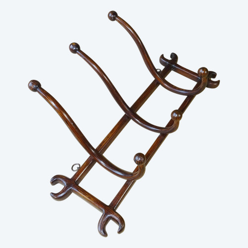 Appendiabiti e cappelliera da parete in legno curvato Fischel 1900, Thonet no.