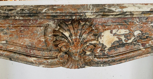 Louis XV style mantel in red Breche marble XIX century