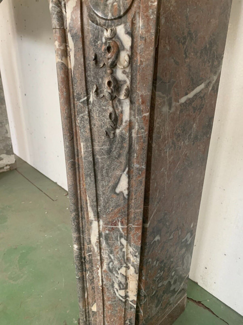 Louis XV style mantel in red Breche marble XIX century