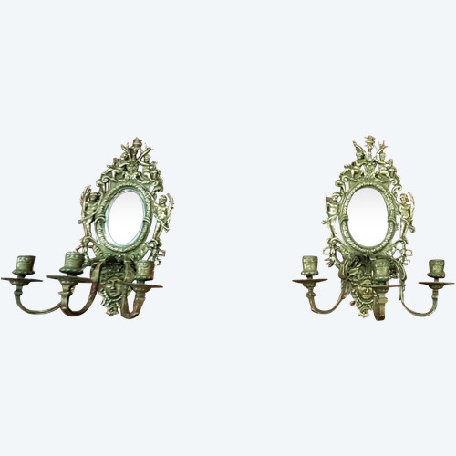 Paire d appliques laiton massif 38 x 18