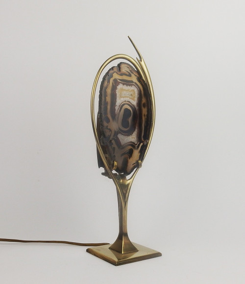 Lampada in ottone e agata attribuita a Willy Daro