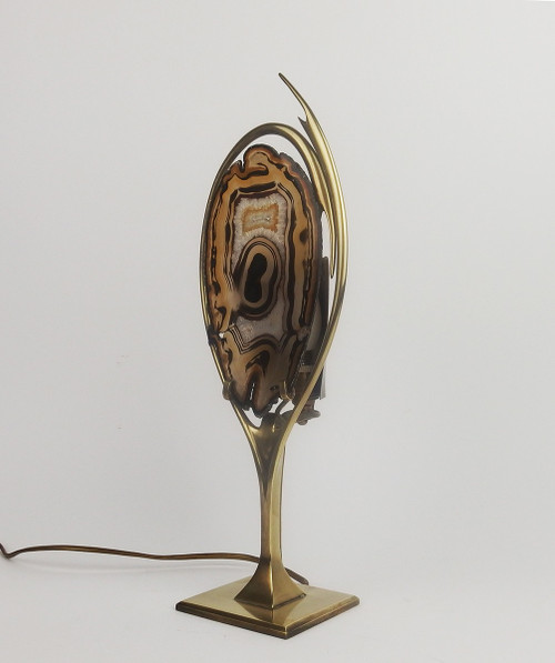Lampada in ottone e agata attribuita a Willy Daro