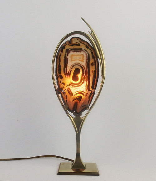 Lampada in ottone e agata attribuita a Willy Daro