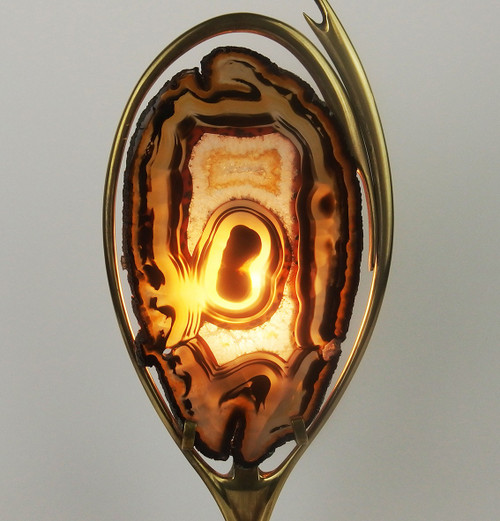 Lampada in ottone e agata attribuita a Willy Daro