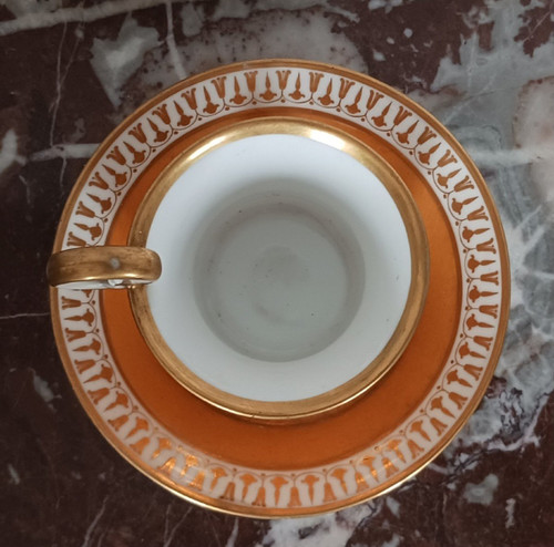 Dagoty et Honoré - Jasmine cup and saucer in porcelain - Empire, Restoration period