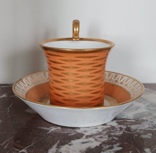 Dagoty et Honoré - Jasmine cup and saucer in porcelain - Empire, Restoration period