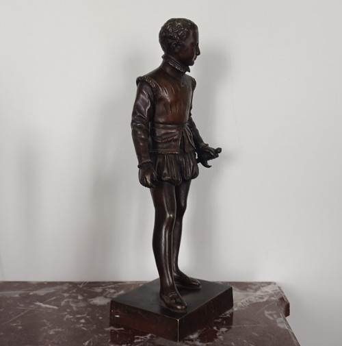 Barone Bosio, dopo - grande figura in bronzo di Enrico IV da bambino - patina di medaglia