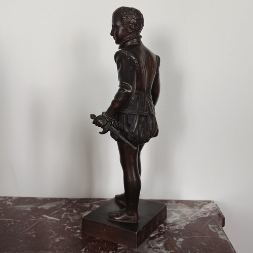 Barone Bosio, dopo - grande figura in bronzo di Enrico IV da bambino - patina di medaglia