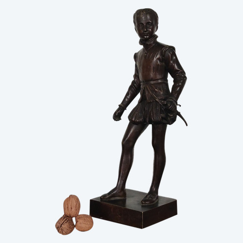 Barone Bosio, dopo - grande figura in bronzo di Enrico IV da bambino - patina di medaglia