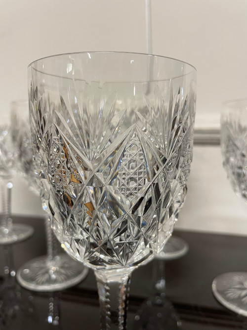 Saint Louis Modèle Florence - 6 Verres à Eau En Cristal H: 18 cm