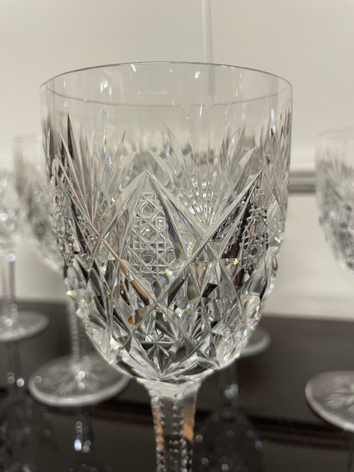 Saint Louis Modèle Florence - 6 Verres à Eau En Cristal H: 18 cm