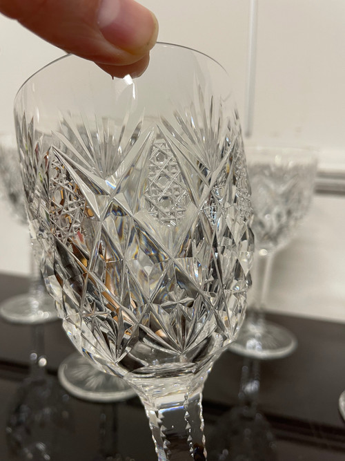 Saint Louis Modèle Florence - 6 Verres à Eau En Cristal H: 18 cm