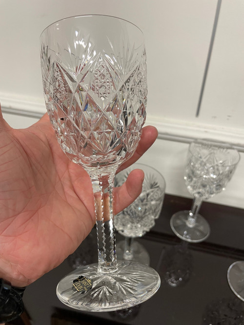 Saint Louis Modèle Florence - 6 Verres à Eau En Cristal H: 18 cm
