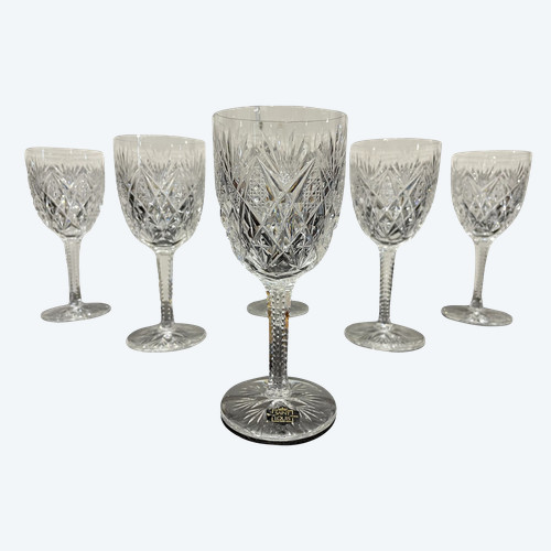 Saint Louis Modèle Florence - 6 Verres à Eau En Cristal H: 18 cm