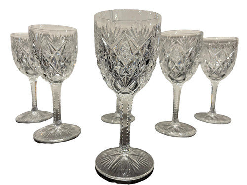 Saint Louis Modèle Florence - 6 Crystal Wine Glasses H: 16,5 Cm