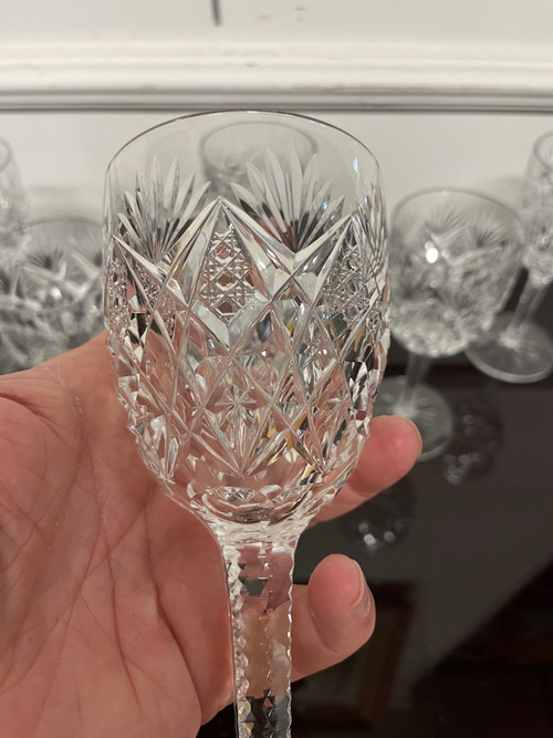 Saint Louis Modèle Florence - 6 Crystal Wine Glasses H: 16,5 Cm