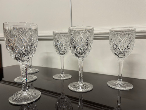Saint Louis Modèle Florence - 6 Crystal Wine Glasses H: 16,5 Cm