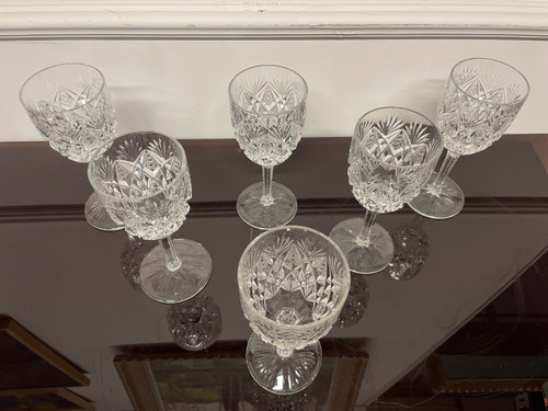 Saint Louis Modèle Florence - 6 Crystal Wine Glasses H: 16,5 Cm