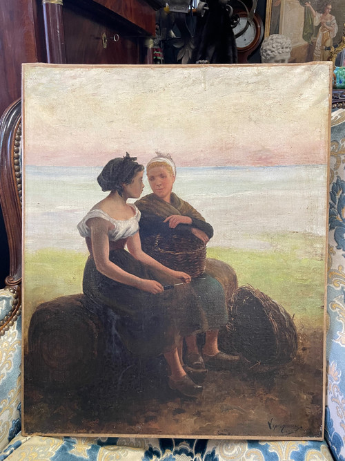 Le Ramassage De Moules - Bretonnes - Hyacinthe Florentin Lepesqueur
