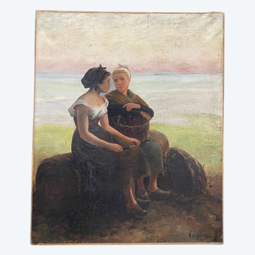 Le Ramassage De Moules - Bretonnes - Hyacinthe Florentin Lepesqueur