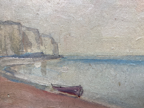 Öl auf Karton 'Strand in der Normandie' von Roger DEVERIN