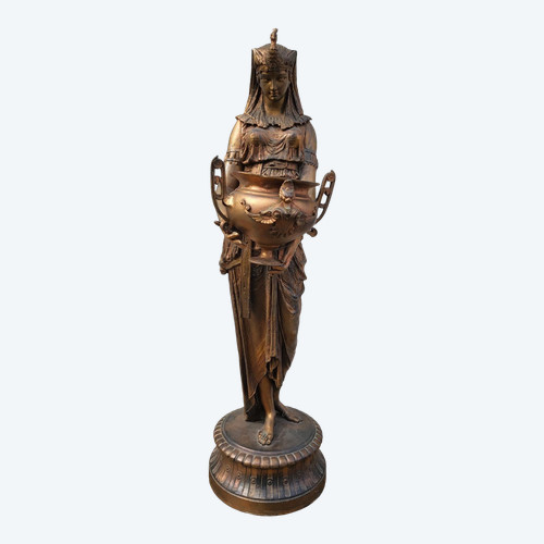 Egyptienne à l'Urne, Orientalist Regula, Signed, Late 19th Century