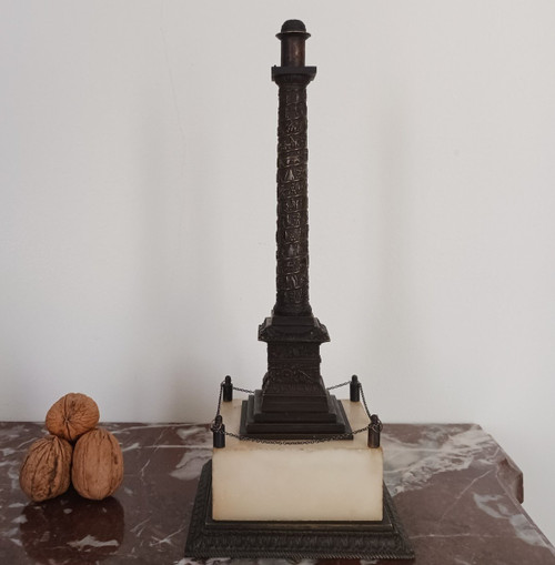 Opera francese del XIX secolo - Colonna Vendôme in bronzo patinato e marmo