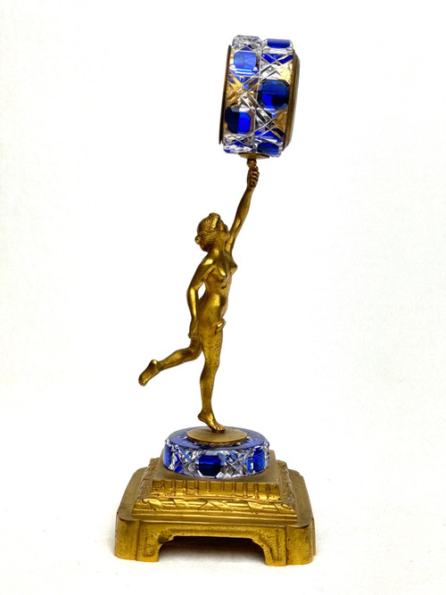 Orologio da tavolo in bronzo e cristallo Baccarat