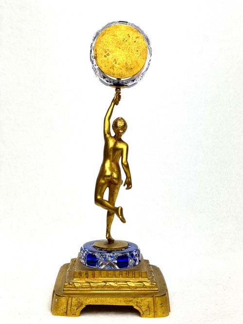 Orologio da tavolo in bronzo e cristallo Baccarat