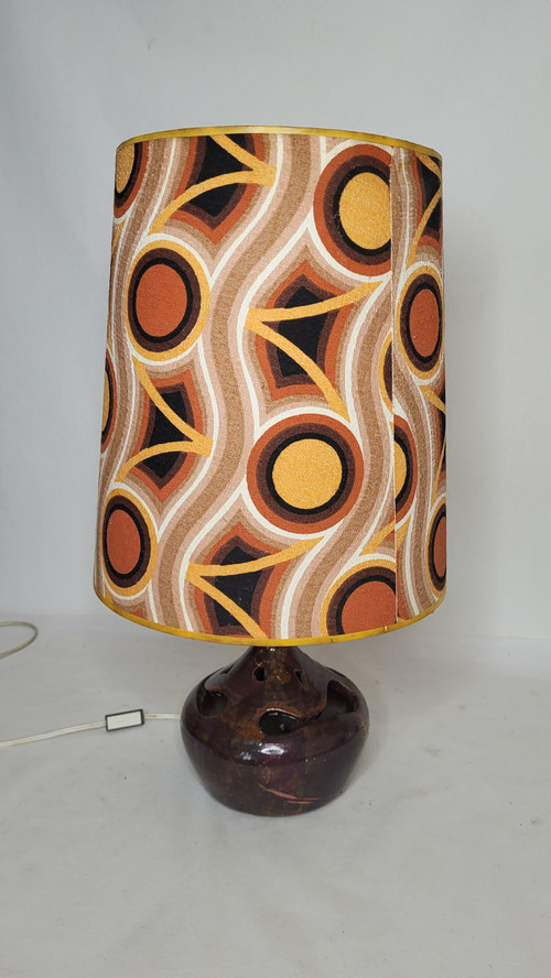 Lampada in gres firmata "Cartonnet Lourotte" / anni '70