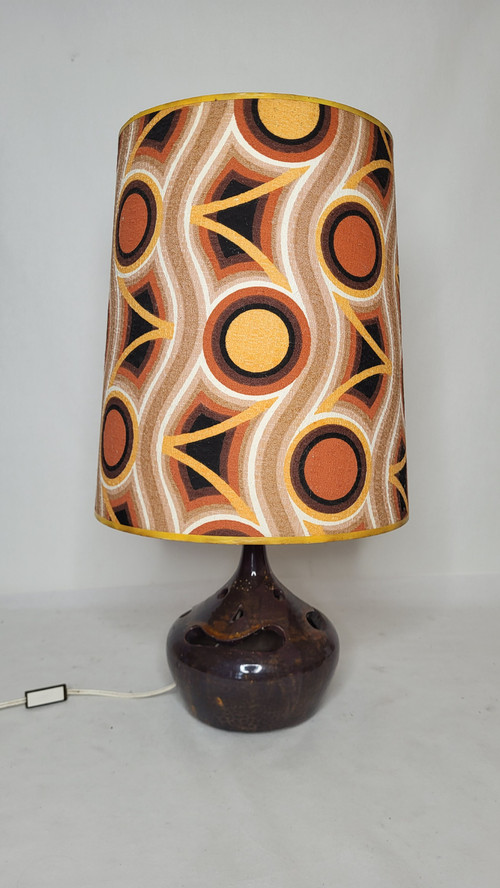 Lampada in gres firmata "Cartonnet Lourotte" / anni '70