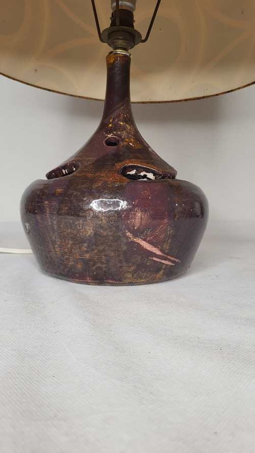 Lampada in gres firmata "Cartonnet Lourotte" / anni '70