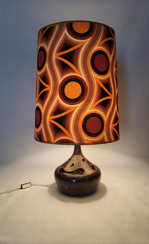 Lampada in gres firmata "Cartonnet Lourotte" / anni '70