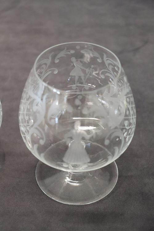 Set aus vier venezianischen Gläsern von Cognac