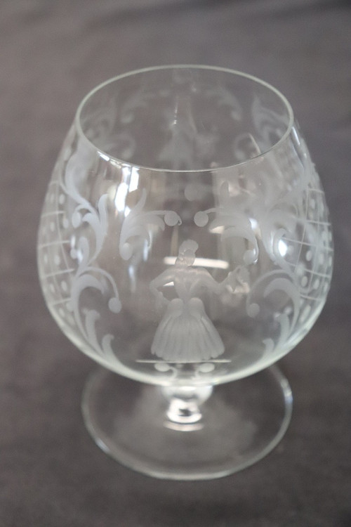 Set aus vier venezianischen Gläsern von Cognac