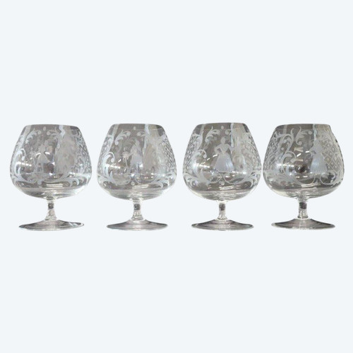 Set aus vier venezianischen Gläsern von Cognac