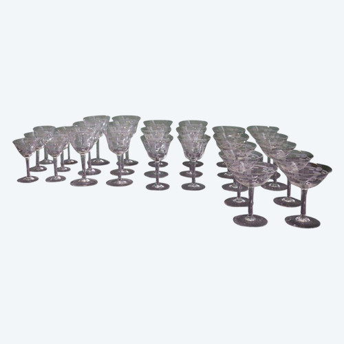 set of 28 crystal glasses