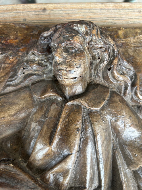 Paire De Panneaux En Bois Sculpté Religieux à Haut Relief époque XVIIème Siècle