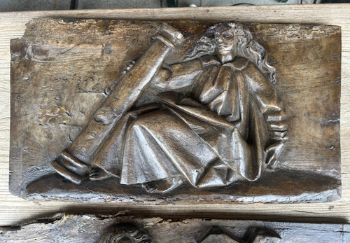 Paire De Panneaux En Bois Sculpté Religieux à Haut Relief époque XVIIème Siècle