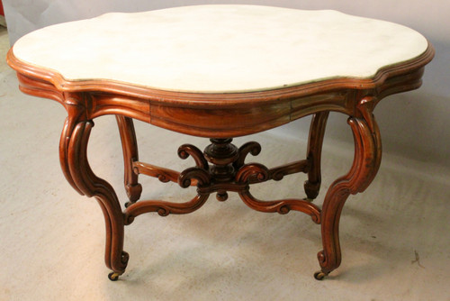 Violin Pedestal table Carrara marble top 19th century