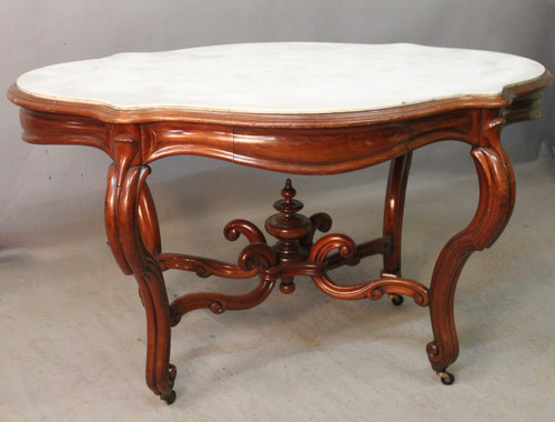 Violin Pedestal table Carrara marble top 19th century