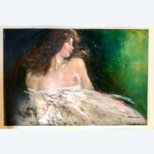 Tableau huile sur toile intitulée « Ste Nitouche » de Jacques PECNARD (1922/2012)