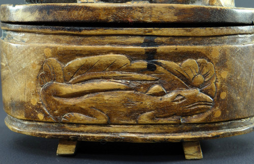 Indonésie, île De Lombok, Années 1930/1950, Boîte En Bois à Décor De Lézards. 
