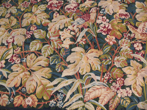 Arazzo in stile rinascimentale verdure aux oiseaux XX secolo perfetto stato 183 x 119 cm