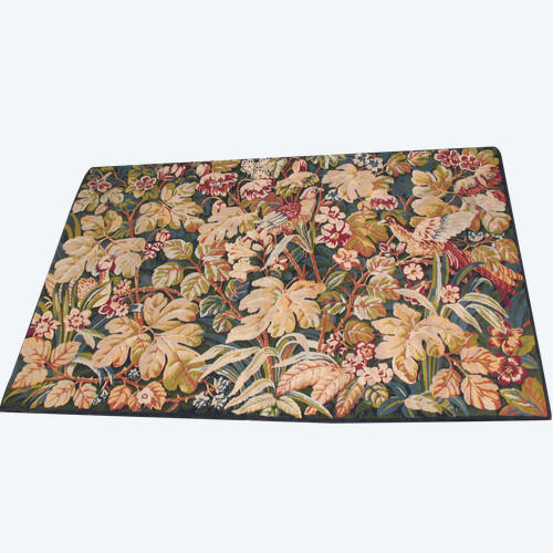 Arazzo in stile rinascimentale verdure aux oiseaux XX secolo perfetto stato 183 x 119 cm