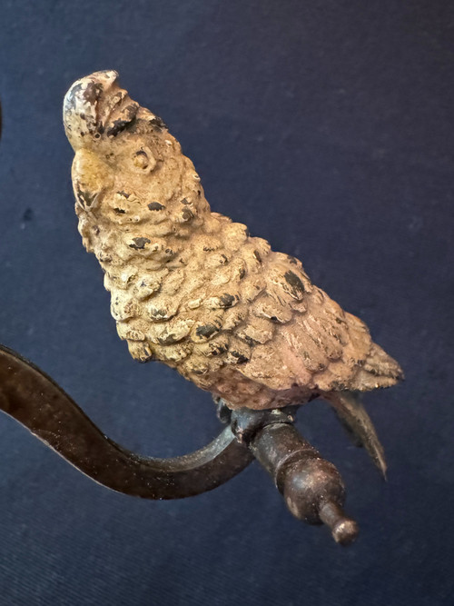 Scultura in bronzo articolata di Vienna "Parrot swing" (cacatua)